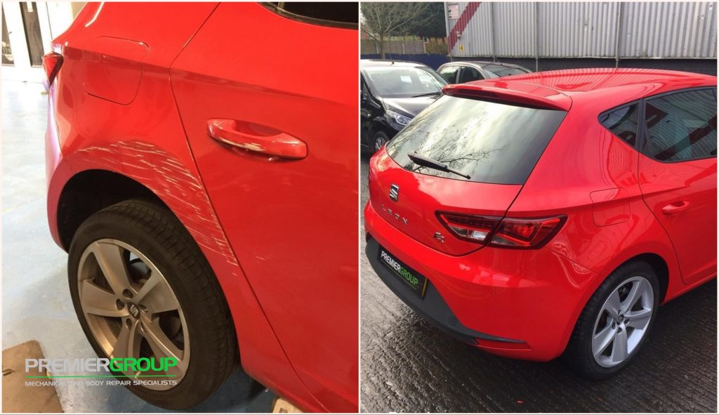 Smart repair on red Seat